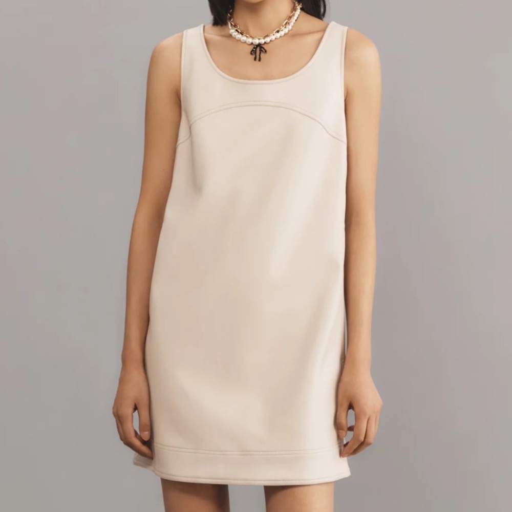 NWT Anthropologie pilcro and the letterpress cream overall pleather dress size 6